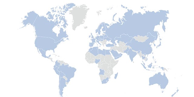 Mapa de cobertura mundial