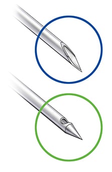 Comparison of lancet point and pencil point sample drawing technology