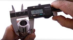 Using a caliper to identify thread size