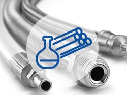 Consider permeation and chemical compatibility when selecting hose connections
