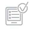 grey tablet icon with bulleted list and check mark