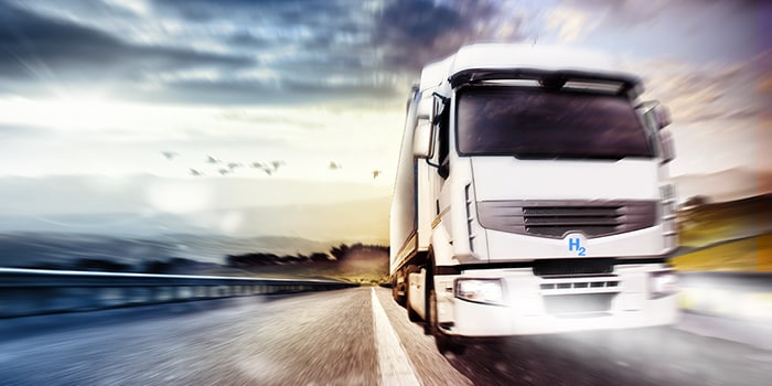 A hydrogen fuel cell heavy-duty truck