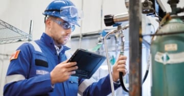 Engineer inspecting a gas distribution system