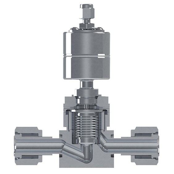 figure 4 : Vue en coupe d’une vanne ALD montrant le soufflet