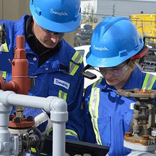 field engineers inspecting a raman analyzer