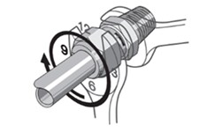 Tube Fitting Installation: tighten the nut one and one-quarter turns