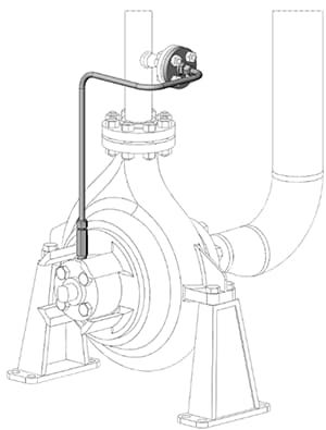 Plan 11 arrangement, flow control orifice is integral to flange fitting