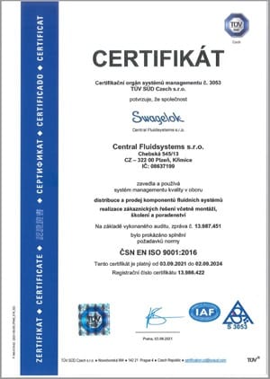 ISO 900 - certificate CZ