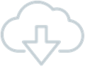 Šedivá obrisová ikona ke stažení dokumentu z cloudu