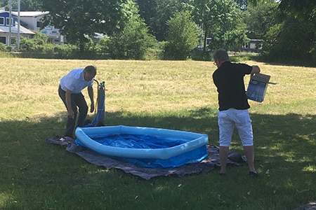 Poolaufbau bei Swagelok Hamburg
