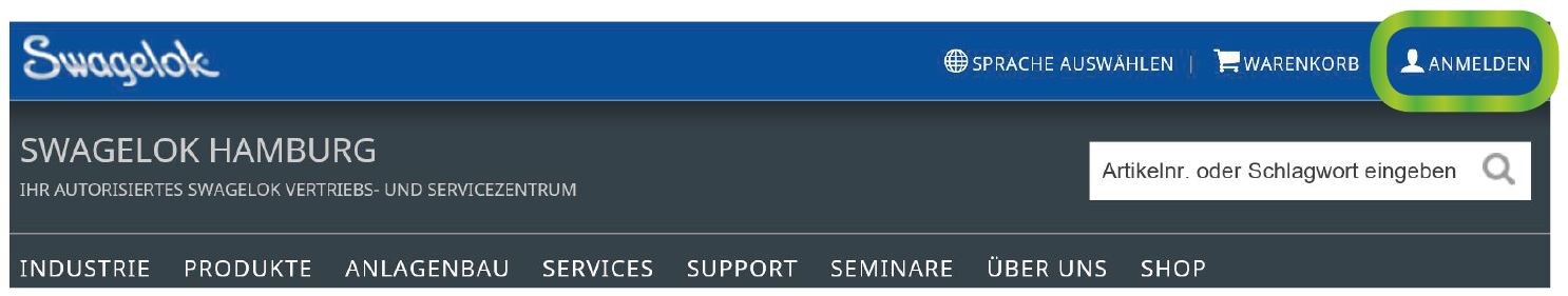 Anmeldem&ouml;glichkeit f&uuml;r unseren Webshop