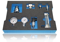 Case insert for filter, manometer and flow meter