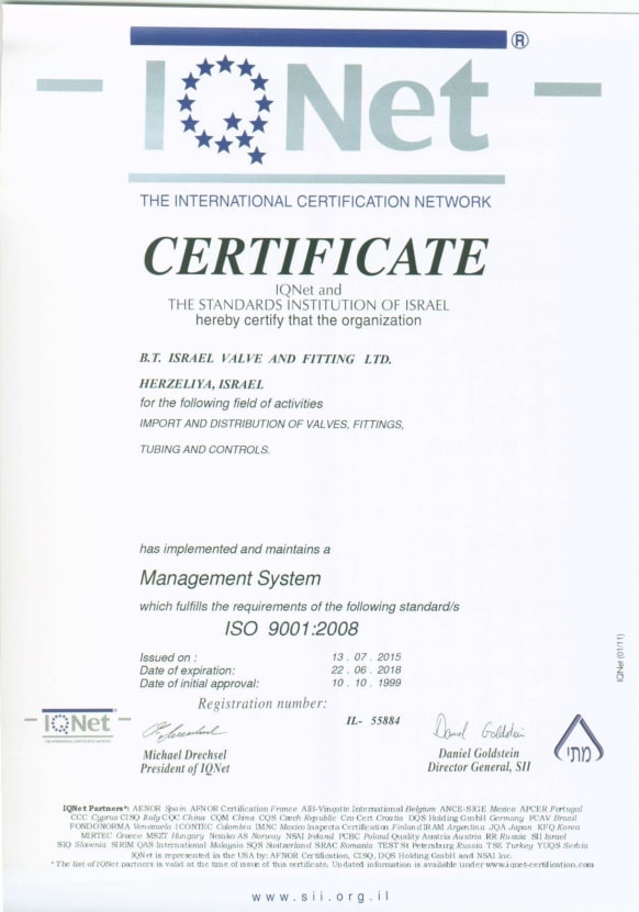 IQ NET ISO Certificate 9001