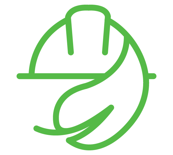 Icon with hard hat and green leaf