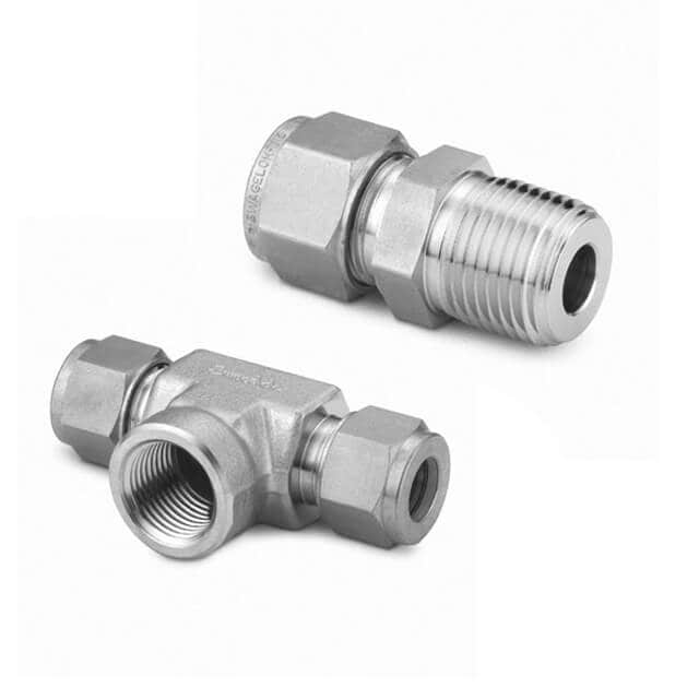 Double ferrule compression tube fittings