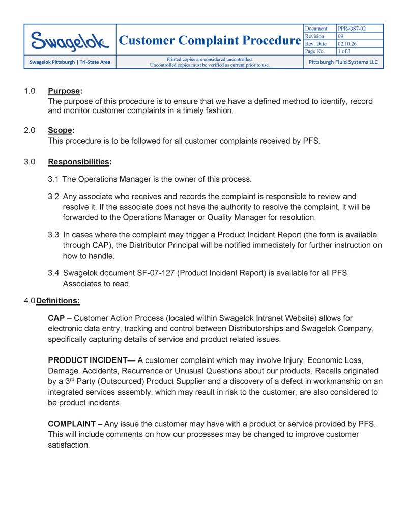 PPR-QS7-02 Customer Complaint Procedure 1