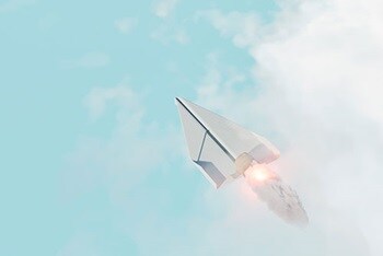 paper airplane with rocket boosters