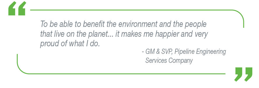 Quote from a pipeline engineering customer regarding their ability to control emissions.