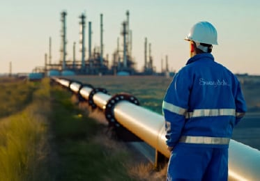 Swagelok field engineer look at an oil and gas plant
