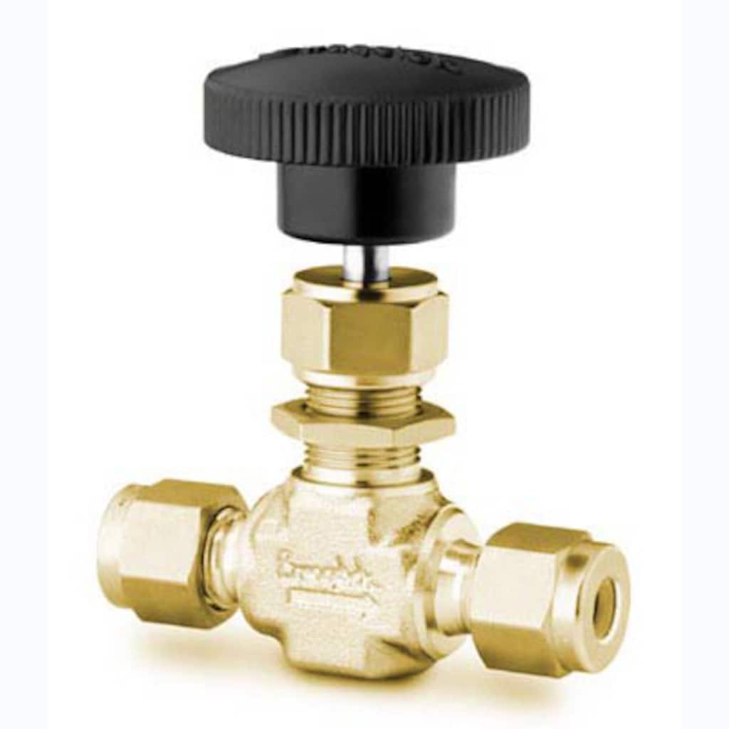 Brass Integral Bonnet Needle Valve, 0.37 Cv, 1/4 in. Swagelok Tube Fitting,  Vee Stem, Integral-Bonnet Needle Valves, O, 1, 18, 20, 26, D and 4RP  Series, Needle and Metering Valves, Valves, All Products