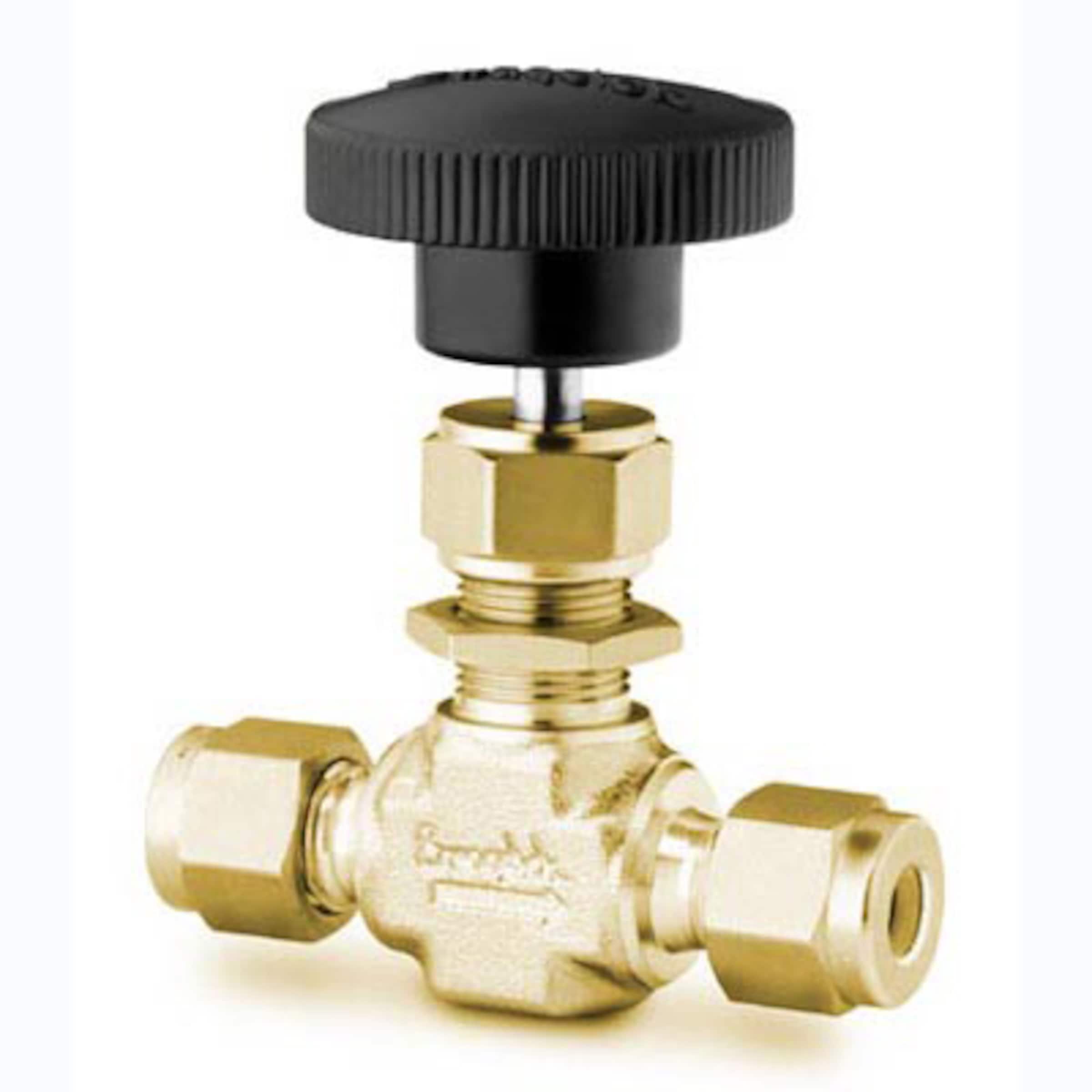 Brass Integral Needle Valve, 0.37 Cv, 1/4 in. Swagelok Tube