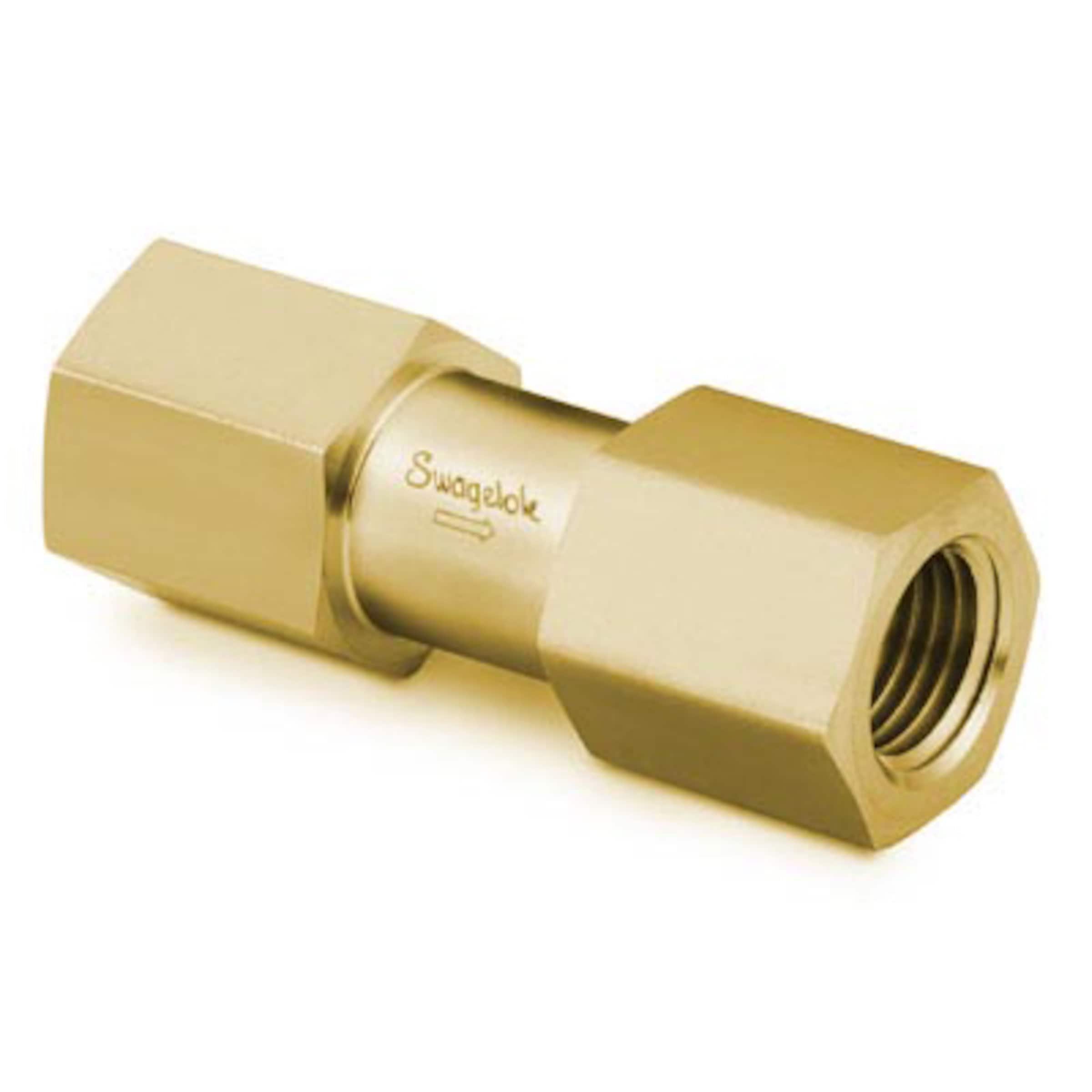 Brass Poppet Check Valve, Fixed Pressure, 1/4 in. FNPT, 1 psig (0.07