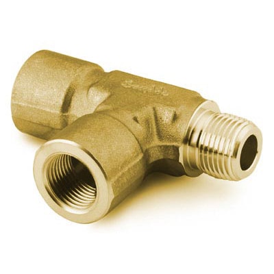 1/2" NPT Brass Street Tee with 1/8" NPT Drilled & Tapped Hole For Gauges & Valve 