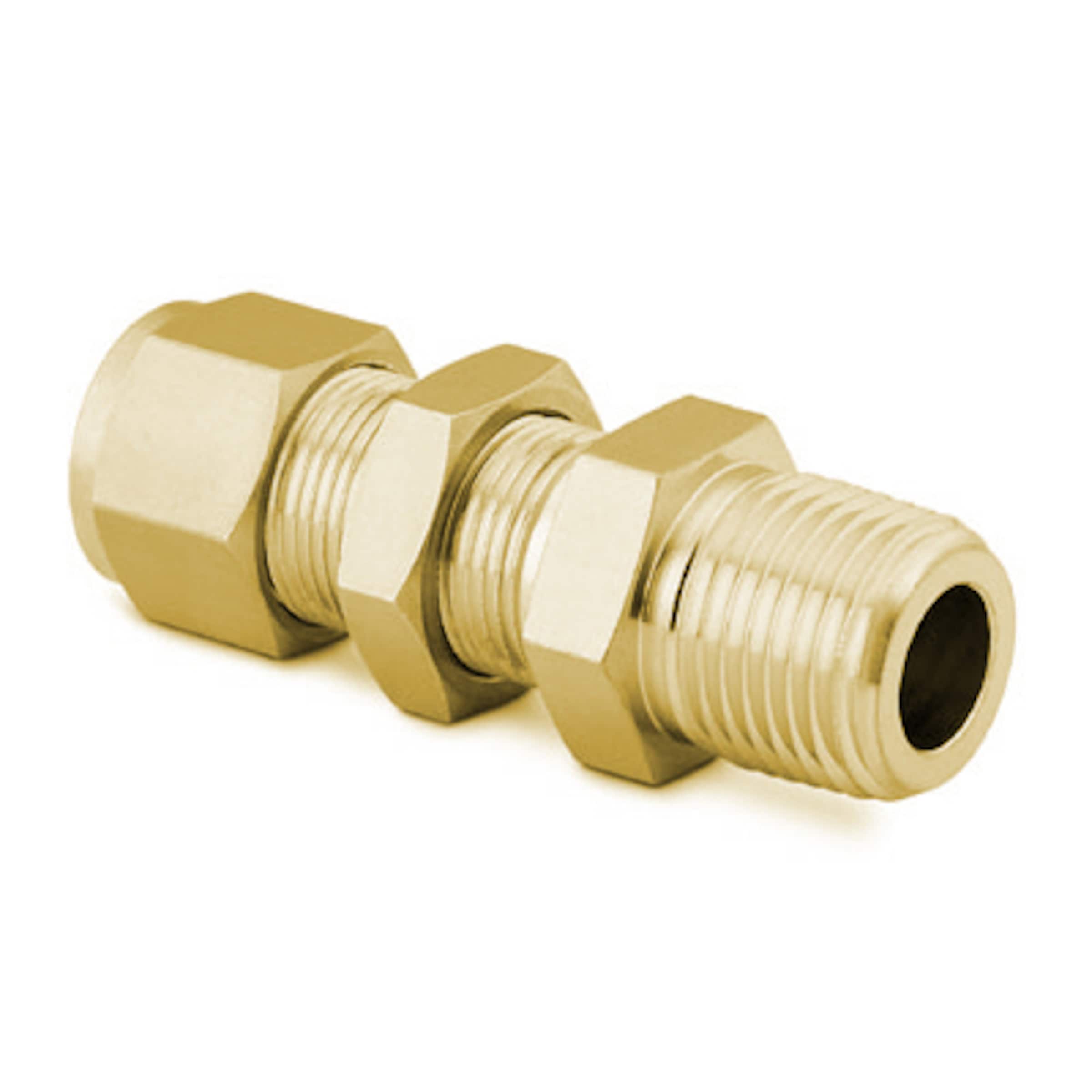 Brass Swagelok Tube Fitting, Bulkhead Male Connector, 1/2 in. Tube OD x 1/2 in. Male NPT