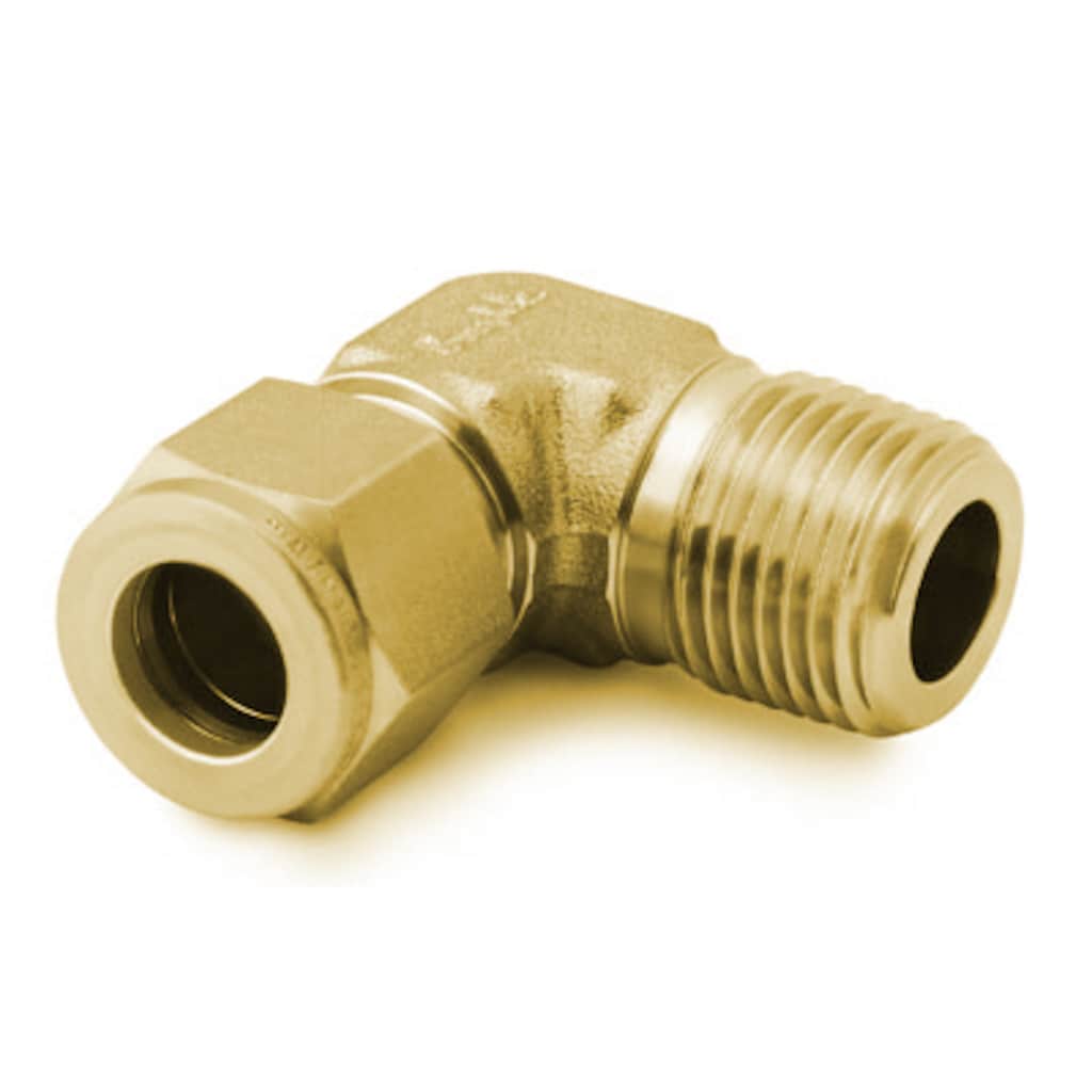Brass Swagelok Tube Fitting, Male 90° Elbow, 3/8 in. Tube OD x 1/2 in. Male  ISO Tapered Thread, Male Connectors, Tube Fittings and Adapters, Fittings, All Products