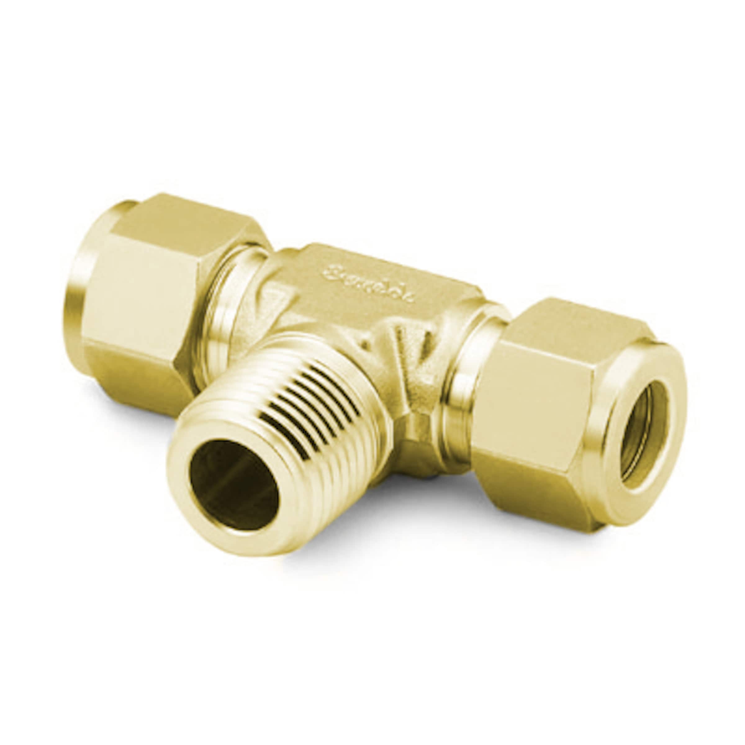 Brass Swagelok Tube Fitting, Male Branch Tee, 3/8 in. Tube OD x 3/8 in