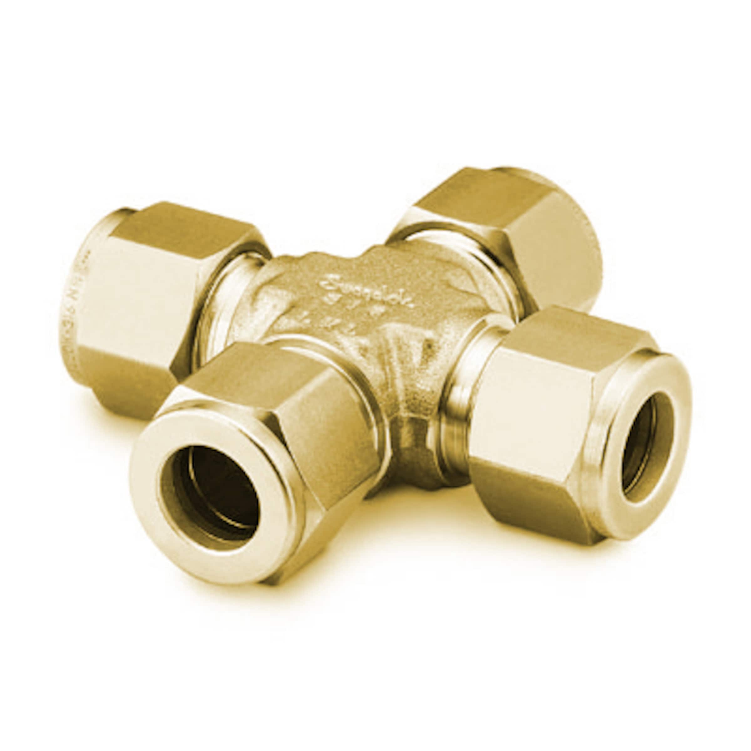 Brass Swagelok Tube Fitting, Union Cross, 1/4 in. Tube OD Unions