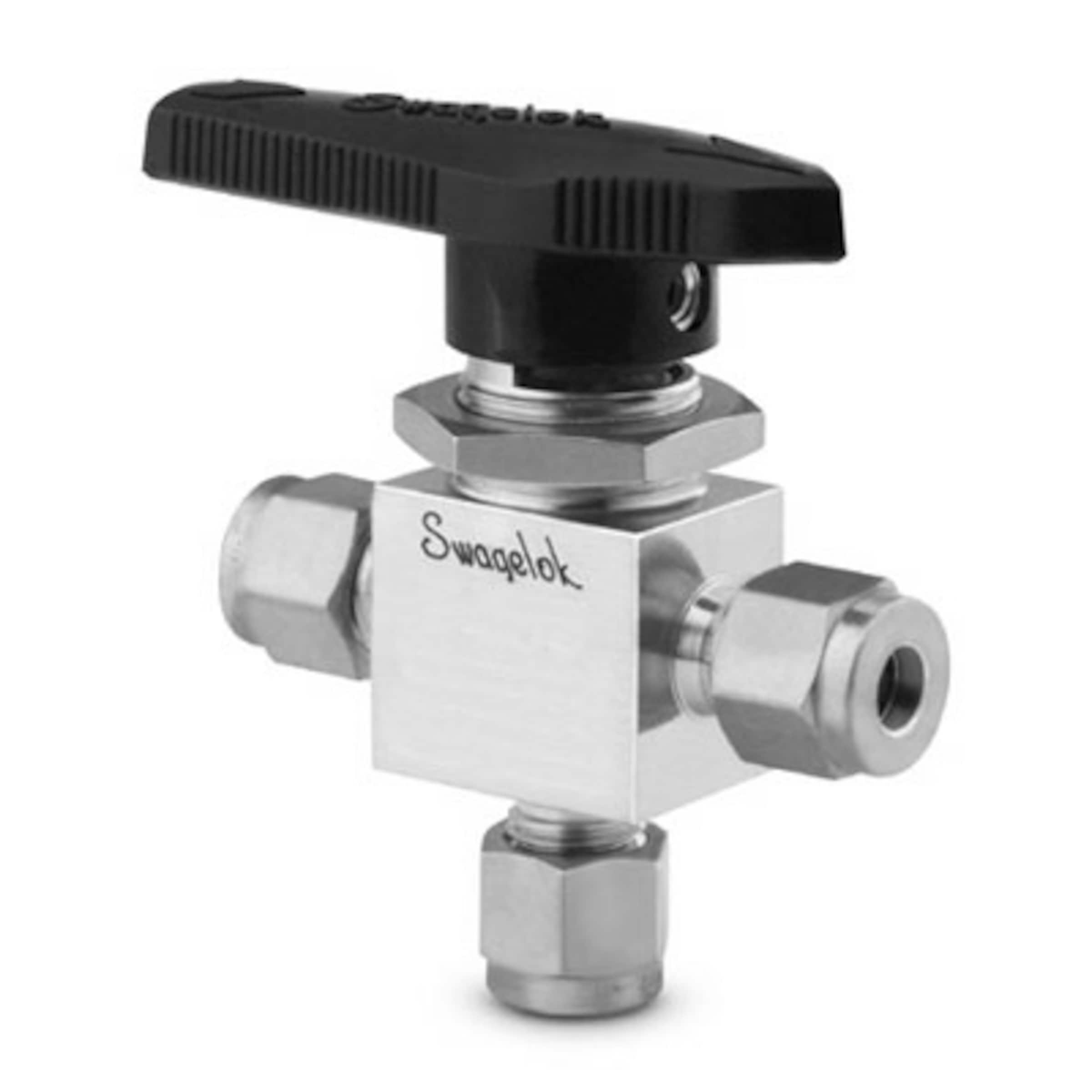 Stainless Steel 1Piece 40GGG Series 3Way Ball Valve, 0.90 Cv, 1/4 in