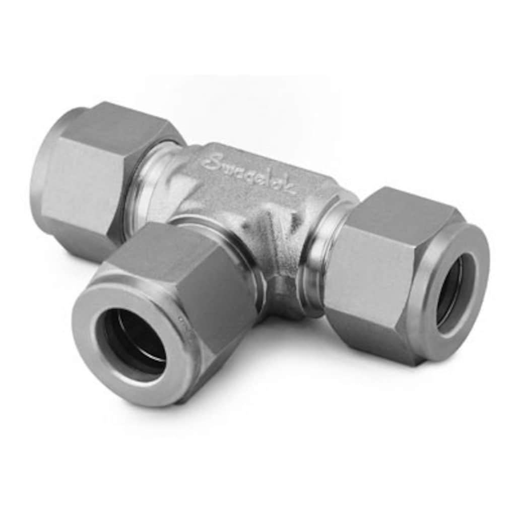 Stainless Steel Swagelok Tube Fitting, Union Tee, 1/8 in. Tube OD with Sulfinert Coating