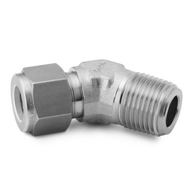 Stainless Steel Swagelok Tube Fitting, 45° Male Elbow, 3/8 in