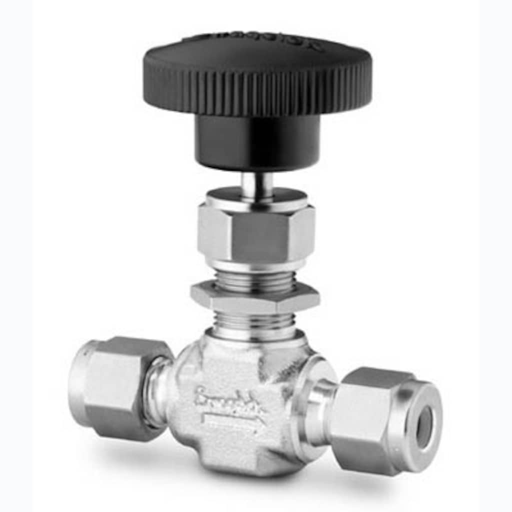 Válvula de aguja con bonete integral de acero inox., Cv 1,80, 3/4 pulg. Swagelok, Vástago en V