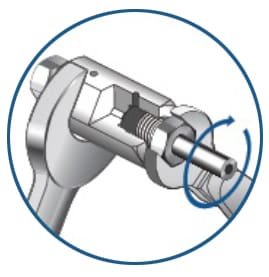 Swagelok® FK series fittings allow faster assembly than traditional cone and thread fittings.